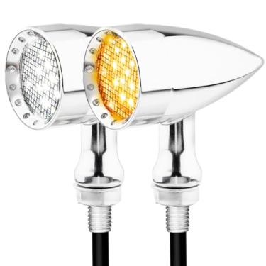 Imagem de Eagwinger Luzes de seta LED de seta de motocicleta com furo de montagem SMD âmbar (frontal cromada)