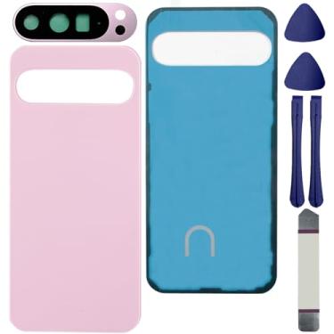 Imagem de Substituição de vidro traseiro para Pixel 9 Pro XL para Google Pixel 9 Pro XL Capa traseira de vidro com fita pré-instalada e lente de câmera + ferramentas (quartzo rosa)