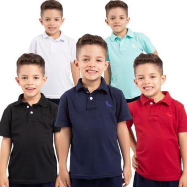 Imagem de Kit 5 camisas polo infantil cores variadas - NoBrand, Kit n9 cores na 