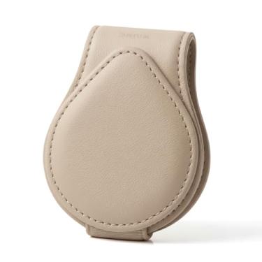 Imagem de Porta Óculos para Carro Suporte Veicular de Para-sol em Couro e Metal com Clip Magnético Prático DRIVR (Bege)