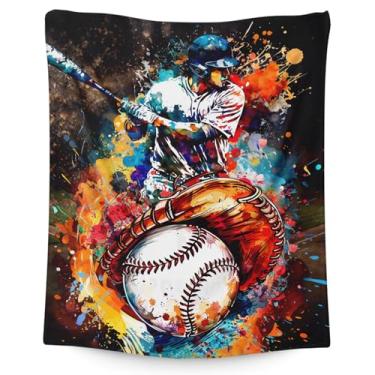 Imagem de Cobertor de beisebol para adultos amantes de times esportivos, 203 x 152 cm, aconchegante, leve, quente, flanela, beisebol, meninos, cobertores, presentes para cama, sala de estar, casa