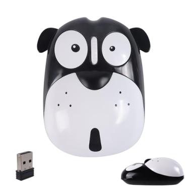 Imagem de Mouse sem fio fofo desenho animado animal em forma de cachorro mouse sem fio com receptor USB 2,4 GHz óptico portátil pequeno recarregável silencioso adorável ratos para laptop, PC, notebook, crianças