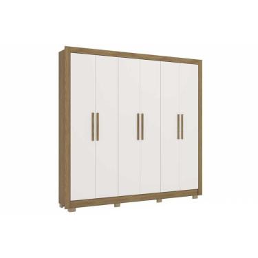 Imagem de Guarda Roupa Casal 6 Portas E 2 Gavetas C/ Pés Cb02m569 Nogueira/branco - Kappesberg