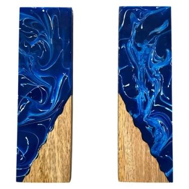 Imagem de Malayan Products | Espaços em branco de escala de faca de resina de madeira híbrida, espaços em branco de cabo de faca de manga acrílica, material de artesanato de ferreiro (azul)