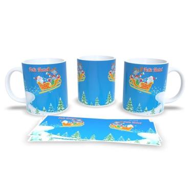 Imagem de Caneca de Natal com Desenho de Inverno, Porcelana Branca, Estampa Festiva com Papai Noel e Animais, Tema Natalino (16)
