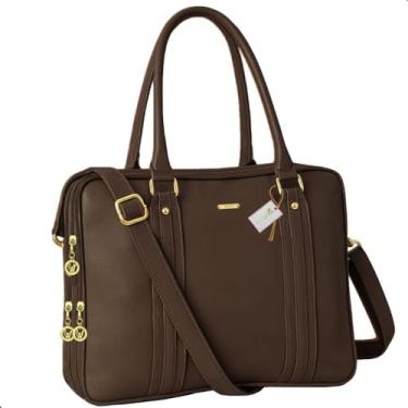 Imagem de Bolsa Pasta Maleta Notebook Laptop Executiva Feminina Masculina Com Alça Transversal Alto Padrão Ideal Para O dia a Dia Faculdade Trabalho (Cafe)