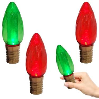 Imagem de Pirulitos em forma de lâmpada de Natal, sortidos vermelhos ou verdes, meias de Natal, pirulito de 14,6 cm (pacote com 4)