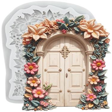 Imagem de MYPRACS Molde de silicone para casa de jardim de madeira para decoração de bolo de açúcar, topo de cupcake, pasta de goma de chocolate, argila de polímero