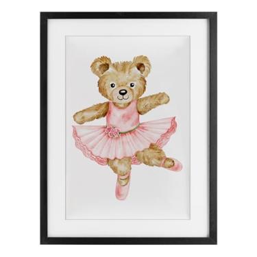 Imagem de Stupell Industries Urso de pelúcia bailarina impressão emoldurada preta sob vidro, design por Amy Hall, 50 x 35 cm