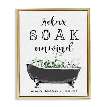 Imagem de Stupell Industries Arte de parede em tela flutuante com moldura cinza vintage lembretes de banho, design por Lettered and Lined, 78 x 63 cm