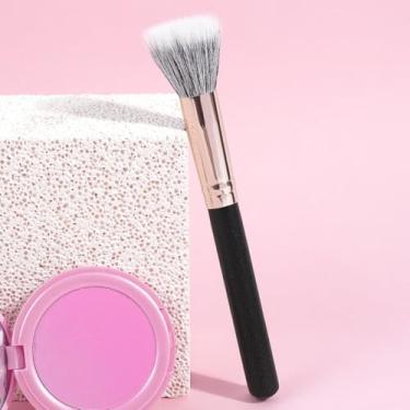 Imagem de Pincel de maquiagem único, cerdas densas ultramacias, aplicação uniforme para todas as maquiagens à base de pó (preto dourado)