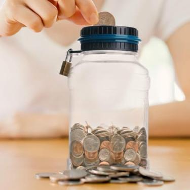 Imagem de Groovy Green Cofrinho digital de moedas, pote ABS de 1,8 L com visor LCD, operado por bateria, design de boca larga, obtenha uma fechadura e duas chaves