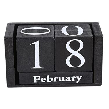 Imagem de Calendário de Madeira Vintage Bloco de Mesa Mês Data Exibição Decoração de Escritório Em Casa Azul (#1)