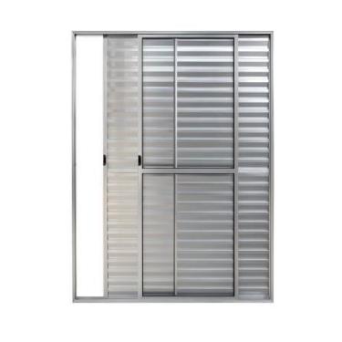 Imagem de Porta Balcão 3 Folhas com Trinco Alumínio Brilhante, Branco ou Preto L