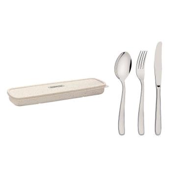 Imagem de Conjunto de Talheres By Me com Estojo Colher Garfo Faca Inox Portátil Tramontina