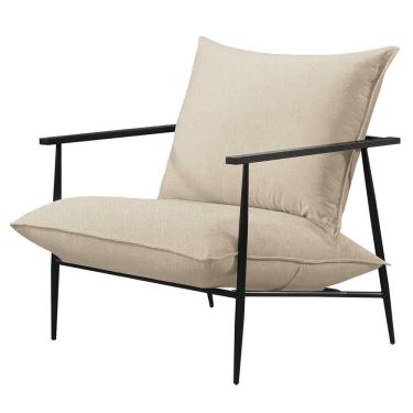 Imagem de Poltrona Agatha Luxo Metal Industrial Castellar Móbile Linho Bege Claro