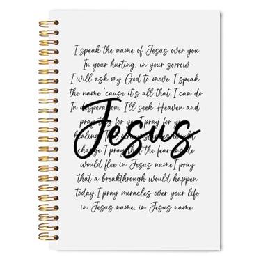 Imagem de Welshower Caderno espiral cristão Nome de Jesus, caderno bíblico para anotações, diário de Jesus para mulheres e homens, diários de oração religiosa para mulheres, 14 x 21 cm, 14 x 21 cm