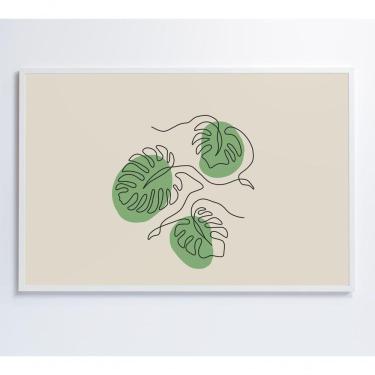 Imagem de Quadro Folhas Em Linhas 60x40 Cm Adesivo Fotográfico