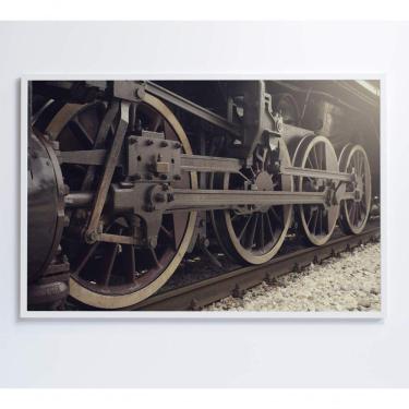 Imagem de Quadro Rodas Trem 60x40 Cm Adesivo Fotográfico