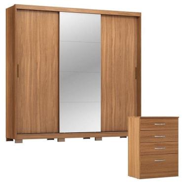 Imagem de Cômoda Astral E Guarda Roupa Casal Dalila 32411pe Amendola Off White Flex Com Pés - Demóbile