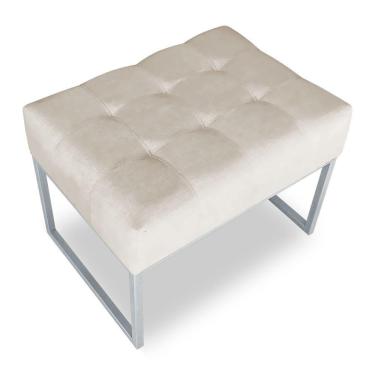 Imagem de Puff Lisa Suede Base Metálica Industrial Prata Marsala