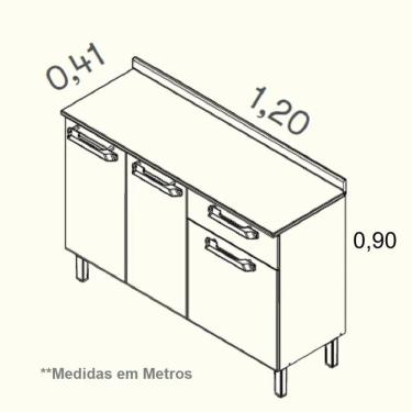 Imagem de Balcão Para Cozinha Vegas Com 3 Portas E 1 Gaveta - Itatiaia Cinamomo-off White