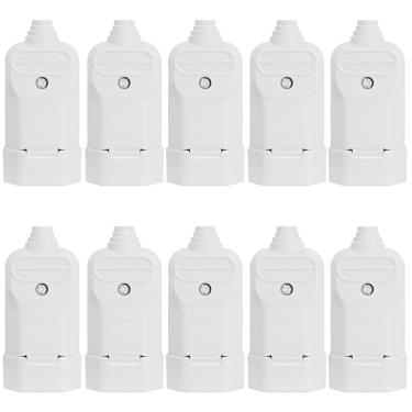 Imagem de 10 Tomada Plug Fêmea Prensa Cabo 3 Pinos Finos 10A Cinza