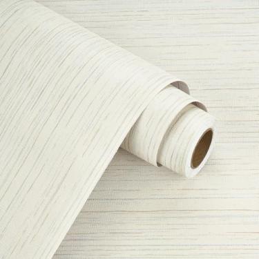 Imagem de WESTICK Papel de parede bege prateado para quarto 40 cm x 1,000 cm papel de parede neutro texturizado removível autoadesivo pano de grama papel de contato para sala de estar parede banheiro lavanderia