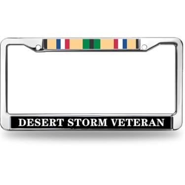 Imagem de Moldura de placa de carro veterano da tempestade do deserto - acessório comemorativo para carro do serviço militar
