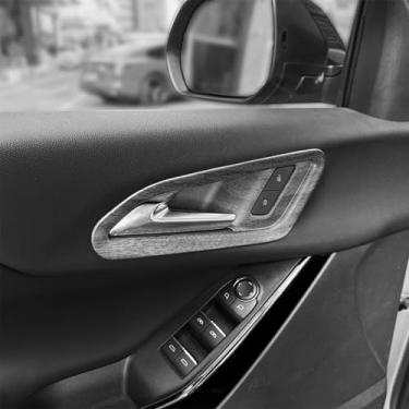Imagem de Tampa interna do painel da maçaneta da porta guarnição botão de fechadura da porta acabamento decorativo compatível com acessórios Chevy Equinox LS 2025-2026 (grão de madeira)