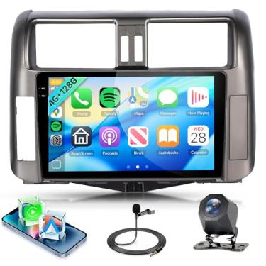 Imagem de [4 núcleos 4G + 128G] Rádio estéreo para carro Android para Toyota Land Cruiser Prado 150 2010-2013, sem fio Carplay Android Auto, 5GWiFi + GPS, 22.9 cm Incell Touchscreen Radio AHD Backup Camera, FM