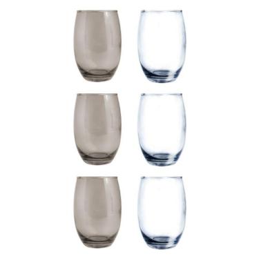 Imagem de Kit de Copos Vidro 3-Cinza 3-Transp 450ml California Redondo - PRATICA
