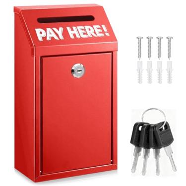 Imagem de Caixa de dinheiro SAFECash com ranhura – Caixa de doação de metal de 26 cm com trava para depósito em dinheiro, suporte de parede com trava e compartimento para casa/fazenda/escritório/ao ar livre