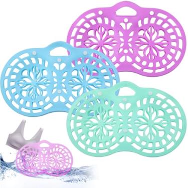 Imagem de 3 peças de sacos de lavagem de sutiã para lavanderia, bolsas de lingerie de silicone, protetores de sutiã antideformação para lavar roupas delicadas, protetor de sutiã de secadora para mulheres