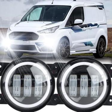 Imagem de CHUSYYRAY Compatível com o conjunto de faróis de neblina Ford Transit Connect 2011, 2012, 2013, 2014, 2015, 2016, 2017, 2018, 2019, 2020, para-choque dianteiro, DRL, luz de neblina LED, 300% de brilho