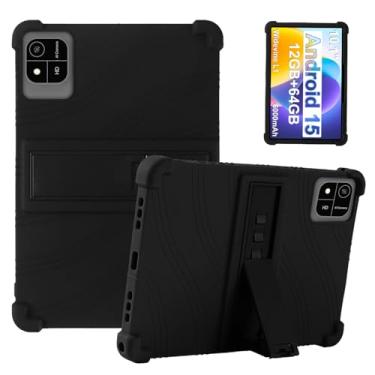 Imagem de Capa para tablet COLORROOM K10 de 10,1 polegadas – Capa protetora de silicone à prova de choque com suporte, estilo comercial resistente a quedas (preto)