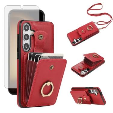 Imagem de Asuwish Capa de celular para Samsung Galaxy S25 FE 5G capa carteira celular com protetor de tela de vidro temperado e alça transversal anel suporte RFID cartão de crédito S 25 EF S25FE 25S 25FE