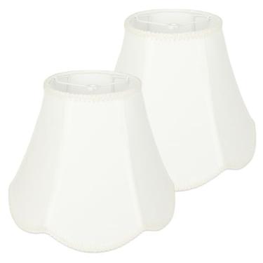 Imagem de Conjunto de 2 persianas brancas de sino, abajures de tecido recortado de 15 x 33 x 23 cm para luminárias de mesa e lâmpadas de chão, abajur de borda trançada de pétalas para fazenda, moderno