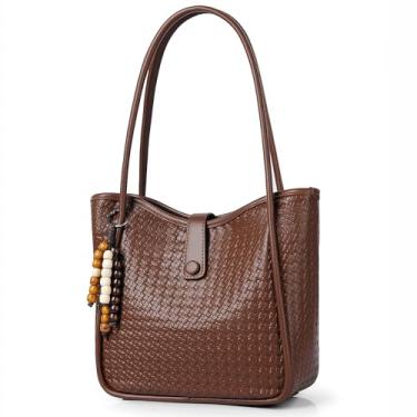 Imagem de Bolsa de couro estampada moderna, leve e de grande capacidade para viagens e viagens (marrom)