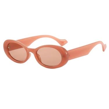 Imagem de HPIRME Óculos de sol vintage oval feminino, armação pequena, retrô, redondo, UV400 (C6Brown-Brown)