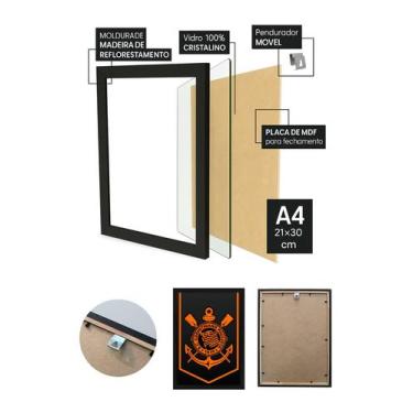 Imagem de Quadro Corinthians Paixão com Vidro e Moldura Preta - Spark Loja