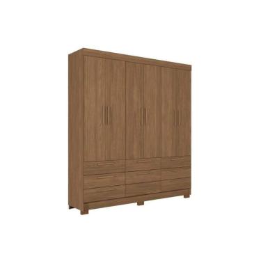 Imagem de Guarda Roupa Casal 6 Portas E 9 Gavetas C/ Pés Colombo Jatobá - Santos Andirá