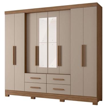 Imagem de Guarda Roupa Casal Espelho 8 Portas 237 Cm San Lorenzo Carvalho Fendi Moval