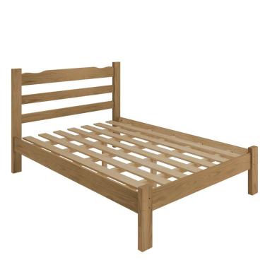Imagem de Cama Reforçada Casal Nemargi em Madeira Macia Cor Nogueira