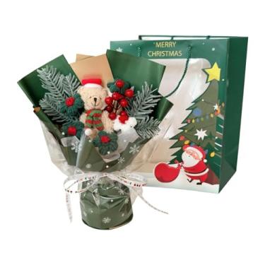 Imagem de BLWOTMOR Buquê de Urso de Pelúcia Artesanal com Flores Artificiais, Sacola de Presente, Luzes E Cartão de Felicitações para Decoração de Mesa de Festa de Anive, S Green, Tamanho real