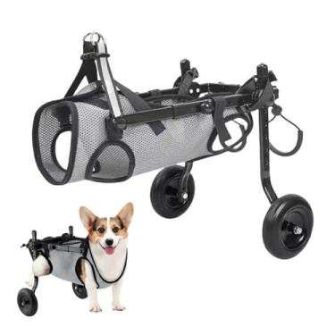 Imagem de HGTRH Cadeira de rodas para cães, cadeira de rodas de cachorro leve para pernas traseiras com material de liga de alumínio ajustável para transporte de cães com rodas para cachorros injetados cinza