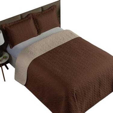 Imagem de Kit Cobre-Leito Solteiro 2 Peças Clara – Dupla Face – Cáqui e Marrom