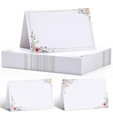Imagem de QDOAOF - 60 cartões florais de flores silvestres, tamanho de papel 10 x 8 cm, cartão de tenda, cartão de acompanhante, cartões de nome, cartões de casamento para mesa, jantares, cartões de assento