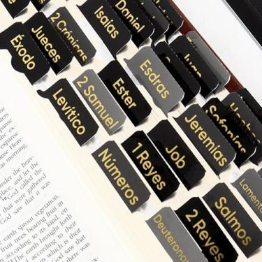 Imagem de Pestañas para Biblia en Español (folha dourada em relevo) impermeável laminado grande impressão índice tabs guia kit guia para batismo cristão para mulheres, 75 peças