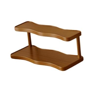 Imagem de ＫＬＫＣＭＳ Suporte de madeira para perfumes com 2 camadas, expositor decorativo para xícaras, pequeno suporte para fragrâncias, porta-objetos para doces e outros, 50cm